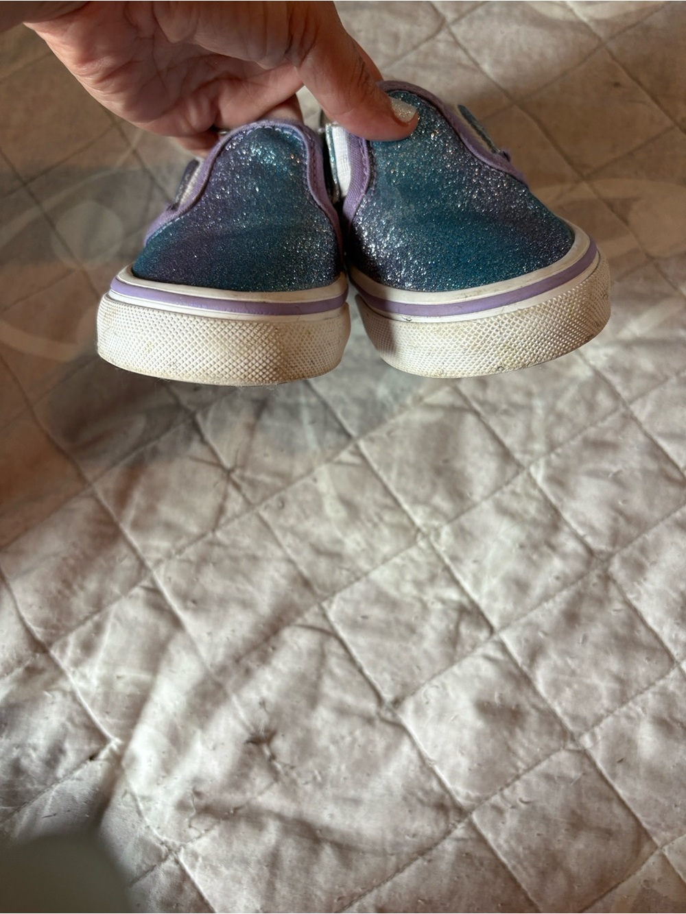 Vans Kids Glitter Slip-On Sneakers in Teal & Lavender - Picture 3 of 5